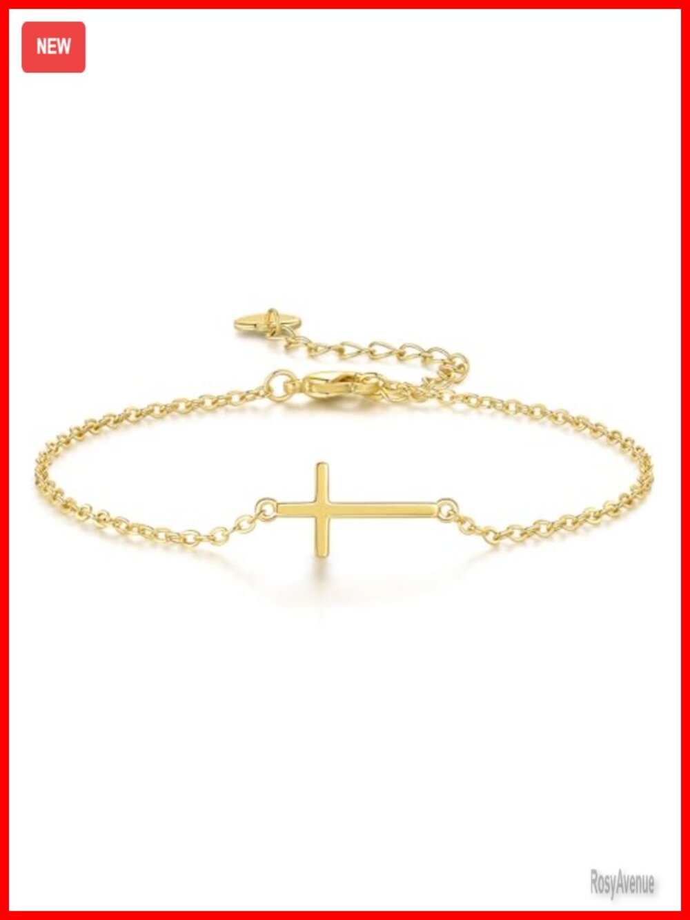 14K Gold Plated Cross Bracelet Dainty Chain Charm Women